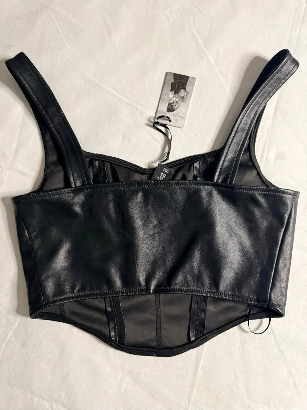 Sincerely Jules Black Faux Leather Corset Crop Top - Picture 5 of 5
